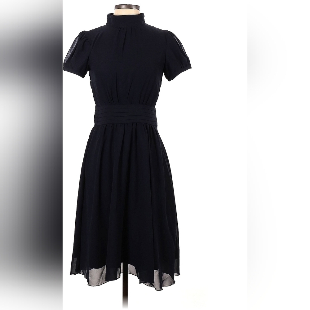 Shabby Apple Black Fit and Flare High Collar Dress Sz 3